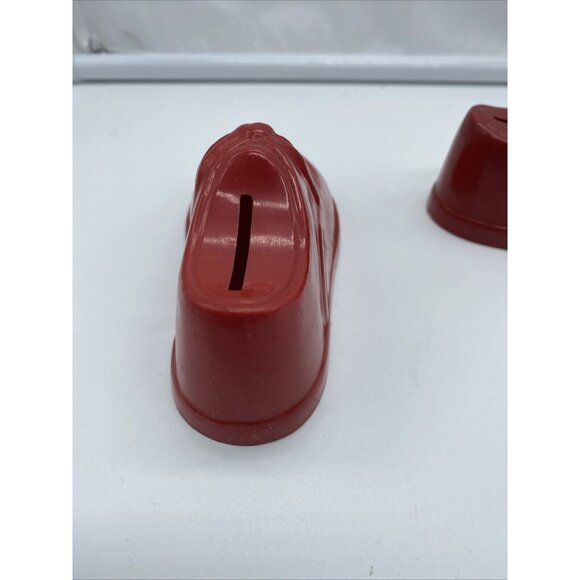 Poll Parrot Shoes Red Plastic Advertising Shoe Bank Vintage Lot of 2 Two - Picture 7 of 13